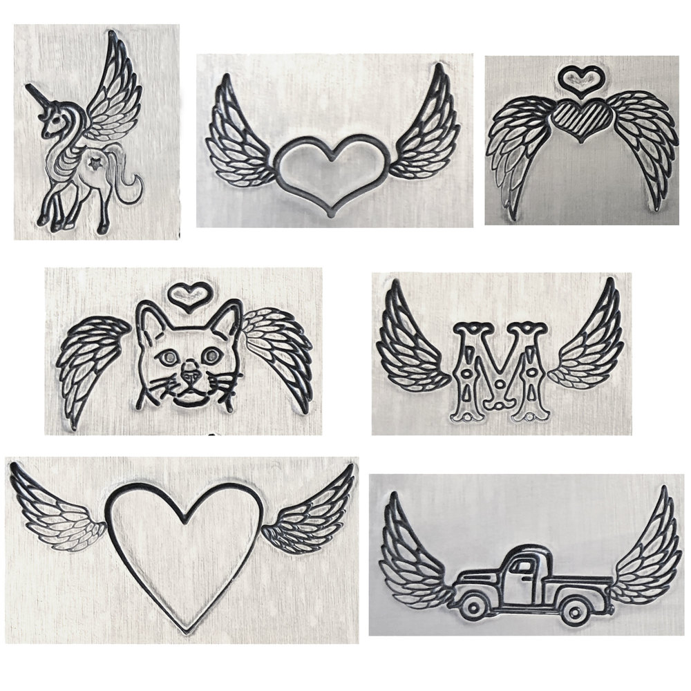 Metal Stamping Tools Wings Metal Design Stamps, 8mm - Beaducation Original